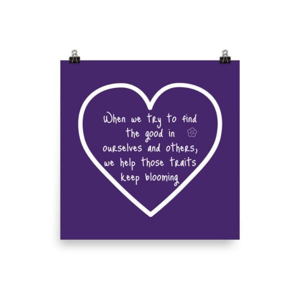 Blooming quote and hearts purple photo paper poster