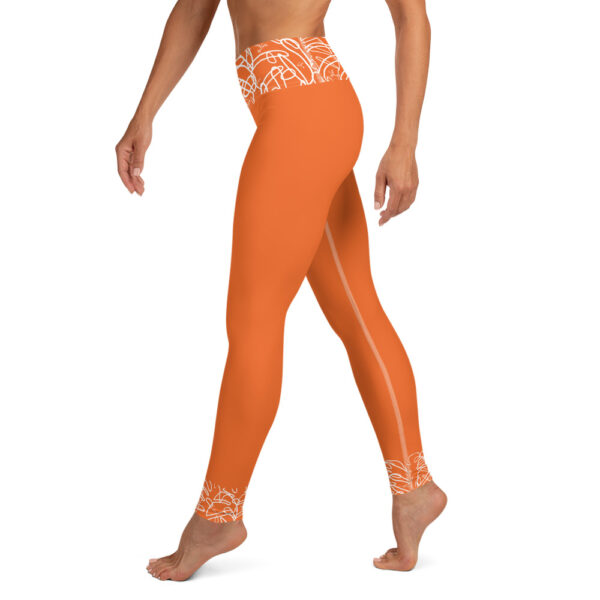 Phoenix by Emilyann Pattern Waist and Ankle Orange Yoga Leggings