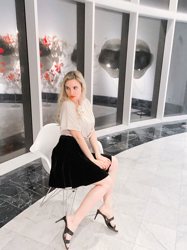 Emilyann Allen (Girdner Phoenix) Author Artist Model Photographer Writer Designer Business Woman Classy Black Velvet Skirt Photo